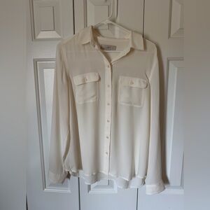 LOFT Cream Collared Shirt
